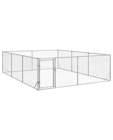 Chenil d'extérieur pour chiens porte 3x4x1 m acier galvanisé | Mobilier & Déco