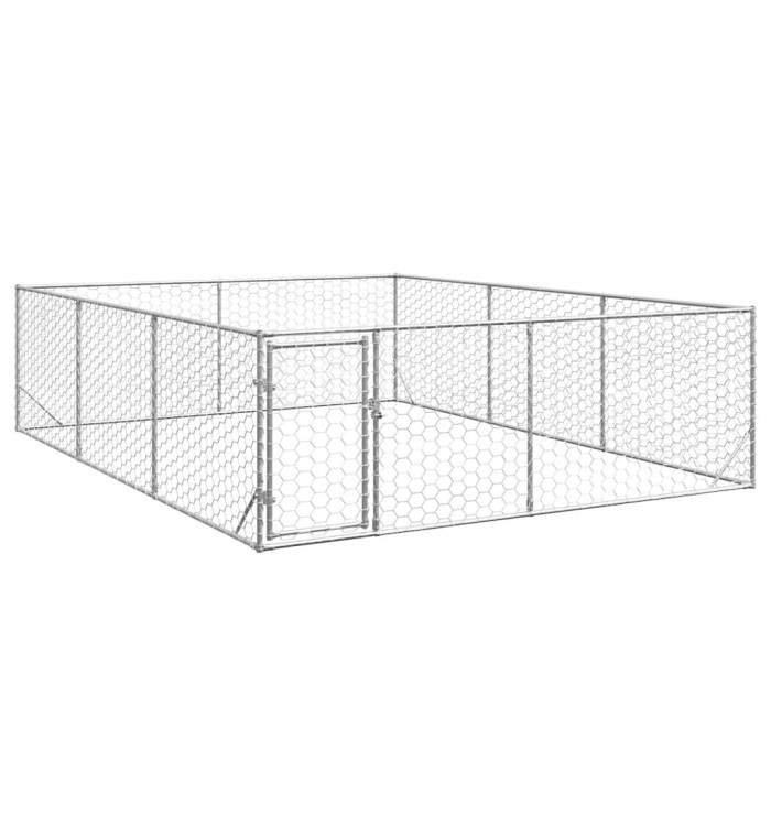 Chenil d'extérieur pour chiens porte 3x4x1 m acier galvanisé | Mobilier & Déco