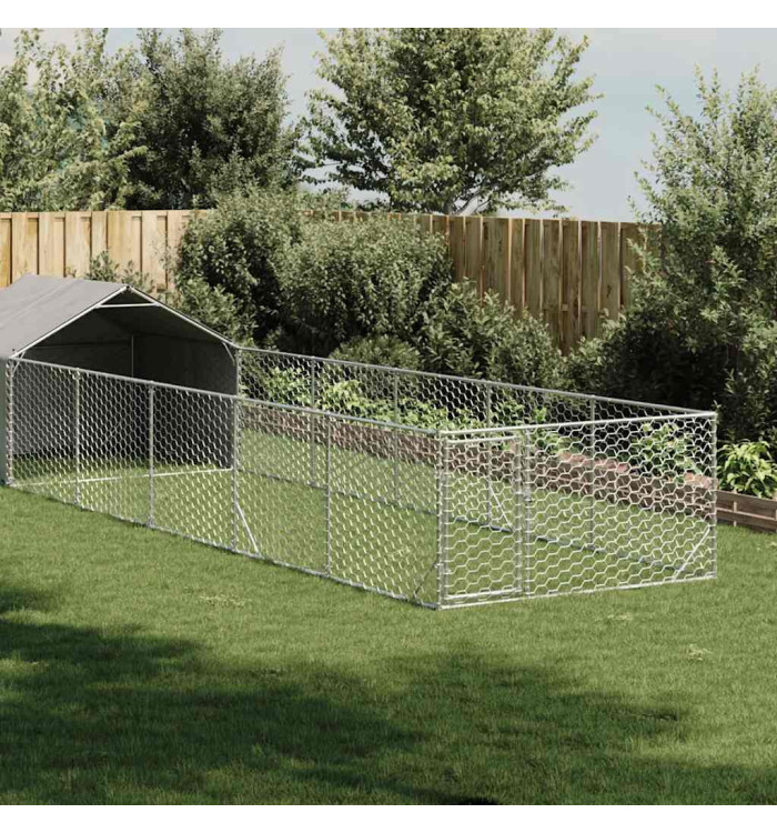 Niche d'extérieur pour chien enclos 8x2x1,5 m acier galvanisé | Mobilier & Déco