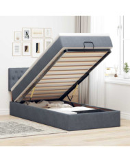 Cadre de lit ottoman et matelas gris foncé 90x200 cm velours | Mobilier & Déco