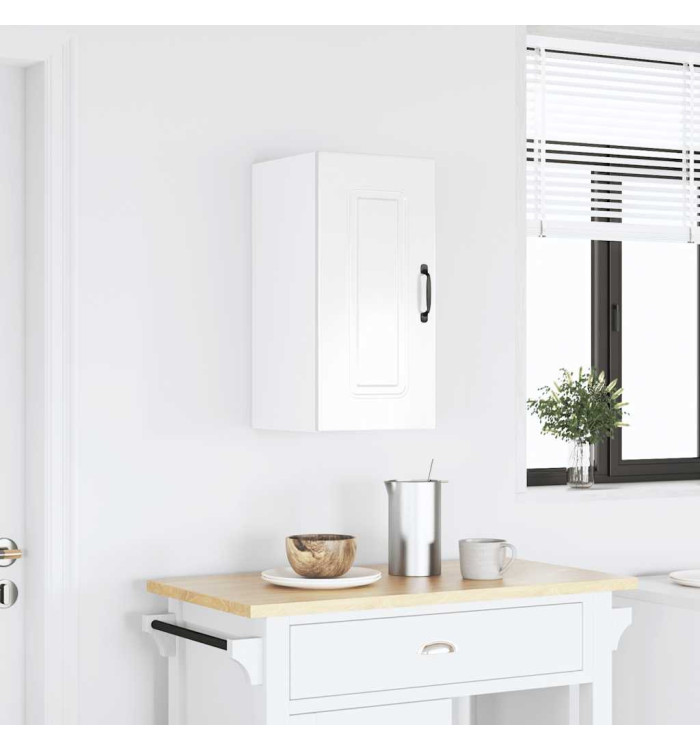 Armoire murale de cuisine Kalmar blanc brillant bois ingénierie | Mobilier & Déco