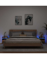 Armoires de chevet et lumières LED 2pcs vieux bois 40x39x48,5cm | Mobilier & Déco