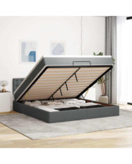  Cadre de lit ottoman avec matelas gris foncé 160x200cm tissu | Mobilier & Déco
