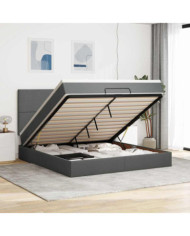  Cadre de lit ottoman avec matelas gris foncé 160x200cm tissu | Mobilier & Déco