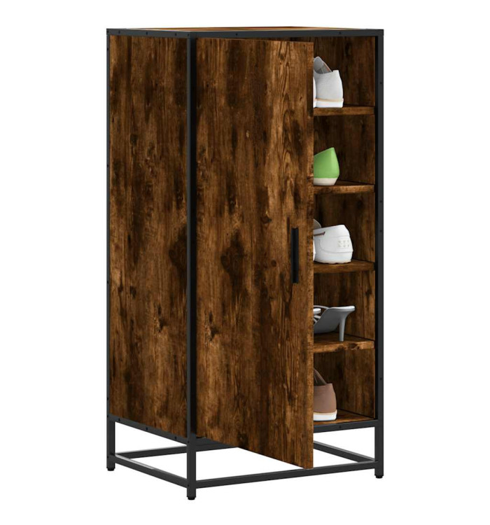 Étagère à chaussures chêne fumé 48x38x97,5 cm bois d'ingénierie | Mobilier & Déco
