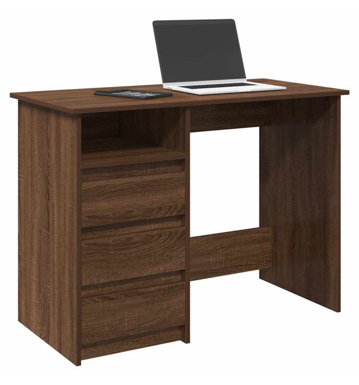 Bureau chêne marron 102x50x75 cm bois d'ingénierie | Mobilier & Déco