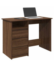 Bureau chêne marron 102x50x75 cm bois d'ingénierie | Mobilier & Déco