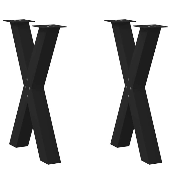 Pieds de table à manger forme de X 2 pcs noir 60x(72-73) cm | Mobilier & Déco