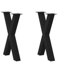Pieds de table à manger forme de X 2 pcs noir 60x(72-73) cm | Mobilier & Déco