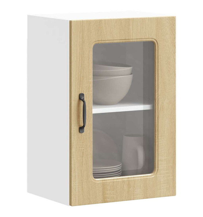 Armoire murale de cuisine et porte en verre Kalmar chêne sonoma | Mobilier & Déco