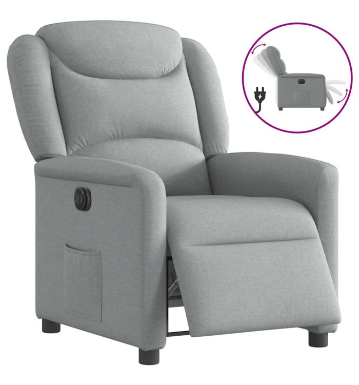Fauteuil inclinable électrique Gris clair Tissu | Mobilier & Déco