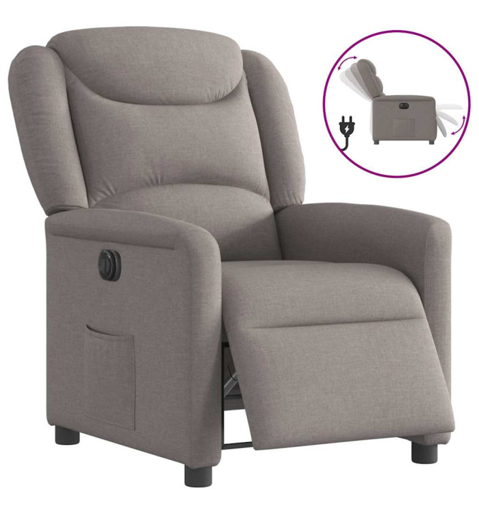 Fauteuil inclinable électrique Taupe Tissu | Mobilier & Déco