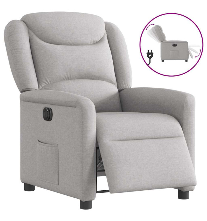 Fauteuil inclinable électrique gris nuage tissu | Mobilier & Déco