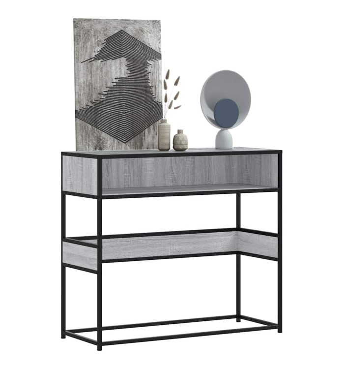 Table console sonoma gris 90x35x80 cm bois d'ingénierie | Mobilier & Déco