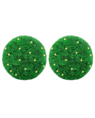 Boules de buis artificielles avec lumières LED 2 pcs vert 45 cm | Mobilier & Déco