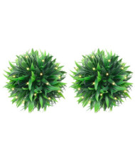 Boules de buis artificielles avec lumières LED 2 pcs vert 20 cm | Mobilier & Déco