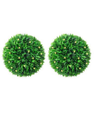 Boules de buis artificielles avec lumières LED 2 pcs vert 38 cm | Mobilier & Déco