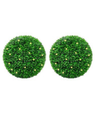 Boules de buis artificielles avec lumières LED 2 pcs vert 55 cm | Mobilier & Déco