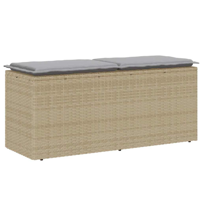 Banc de jardin avec coussin beige 110x40x44 cm résine tressée | Mobilier & Déco