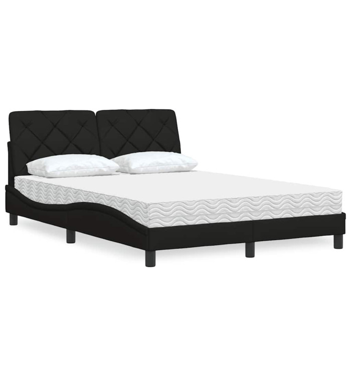 Lit avec matelas noir 120x200 cm tissu | Mobilier & Déco