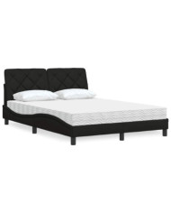 Lit avec matelas noir 120x200 cm tissu | Mobilier & Déco