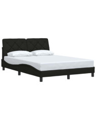 Cadre de lit sans matelas noir 120x200 cm tissu | Mobilier & Déco