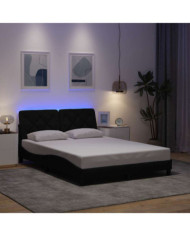 Cadre de lit avec LED sans matelas noir 120x200 cm tissu | Mobilier & Déco