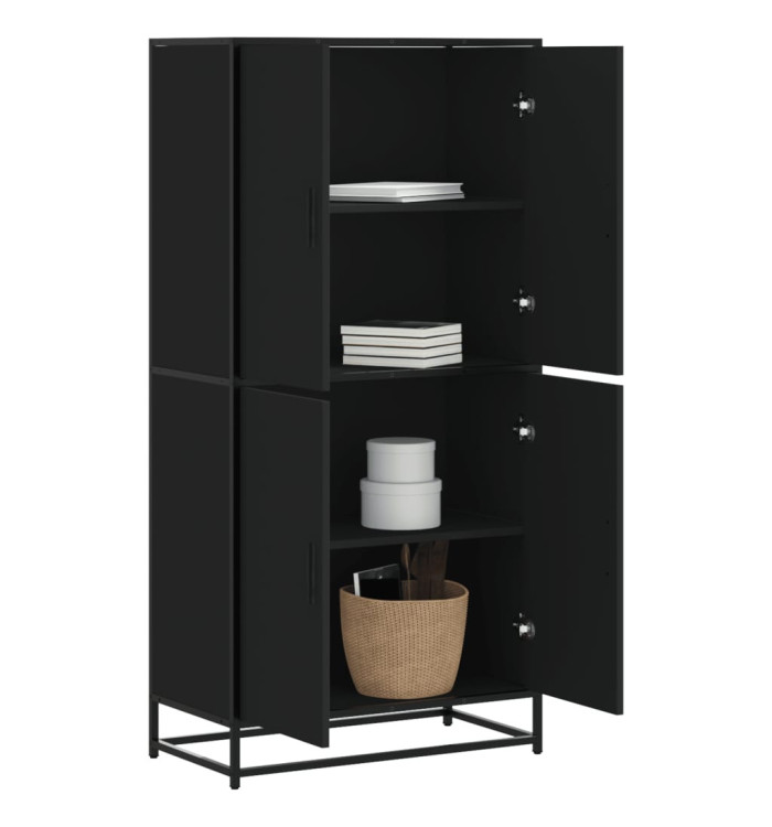 Buffet haut noir 68x35x139 cm bois d'ingénierie | Mobilier & Déco