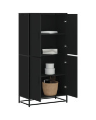 Buffet haut noir 68x35x139 cm bois d'ingénierie | Mobilier & Déco