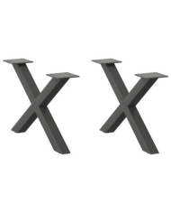 Pieds de table basse forme de X 2 pcs anthracite 60x(30-31) cm | Mobilier & Déco