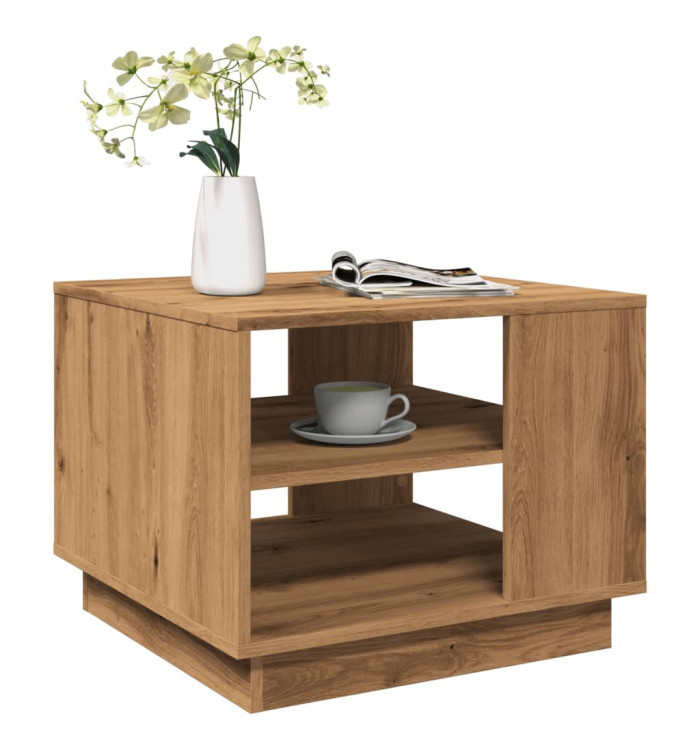 Table basse chêne artisanal 55x55x42 cm bois d'ingénierie | Mobilier & Déco