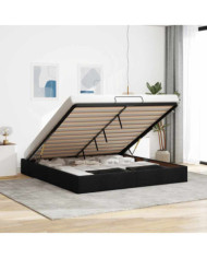  Cadre de lit ottoman sans matelas noir 160x200 cm tissu | Mobilier & Déco