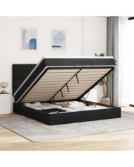 Cadre de lit ottoman avec matelas noir 160x200 cm tissu | Mobilier & Déco