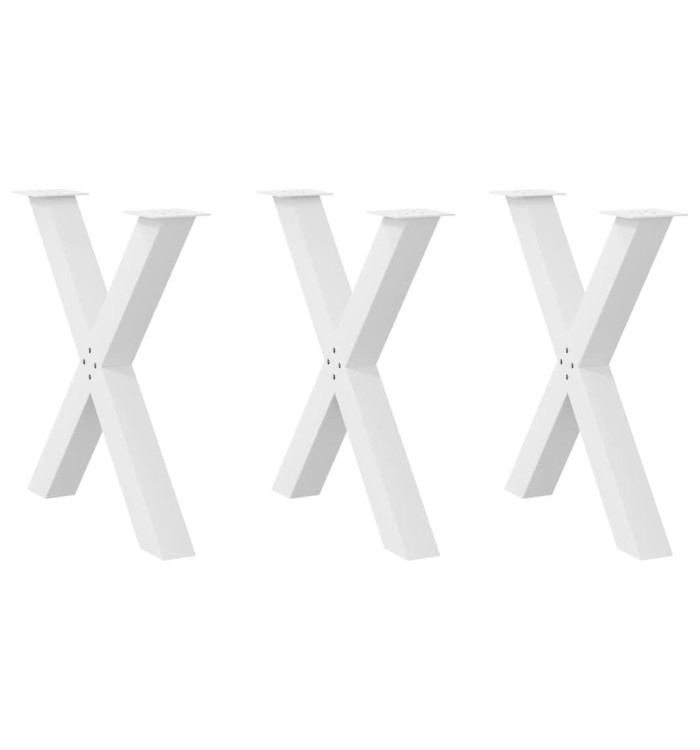 Pieds de table à manger forme de X 3 pcs blanc 80x(72-73) cm | Mobilier & Déco
