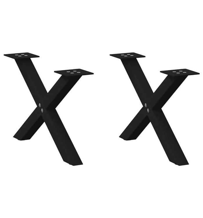 Pieds de table basse forme de X 2 pcs noir 60x(30-31) cm acier | Mobilier & Déco