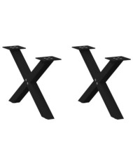 Pieds de table basse forme de X 2 pcs noir 60x(30-31) cm acier | Mobilier & Déco