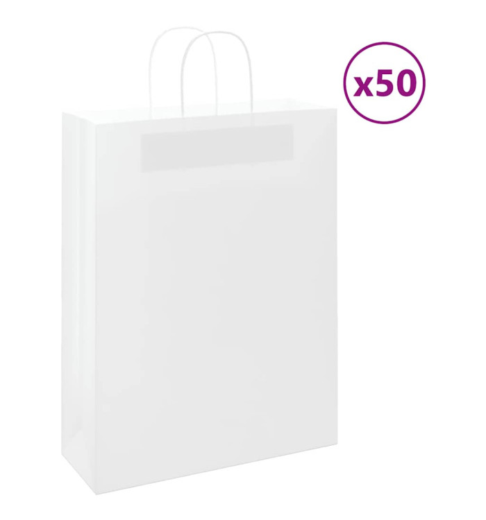 Sacs en papier 50 pcs avec poignées blanc 32x12x42 cm | Mobilier & Déco