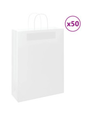 Sacs en papier 50 pcs avec poignées blanc 32x12x42 cm | Mobilier & Déco