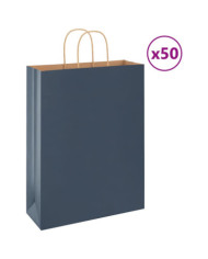 Sacs en papier 50 pcs avec poignées bleu 32x12x42 cm | Mobilier & Déco