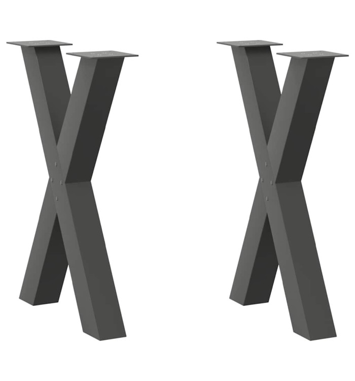 Pieds de table à manger forme de X 2 pcs 50x(72-73) cm acier | Mobilier & Déco