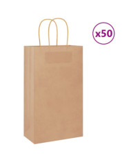 Sacs en papier 50 pcs avec poignées marron 21x11x36 cm | Mobilier & Déco