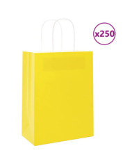 Sacs en papier 250 pcs avec poignées jaune 21x11x28 cm | Mobilier & Déco