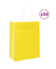 Sacs en papier 50 pcs avec poignées jaune 21x11x28 cm | Mobilier & Déco