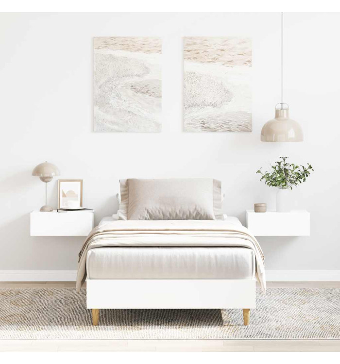 Cadre de lit sans matelas blanc 100x200 cm bois d'ingénierie | Mobilier & Déco