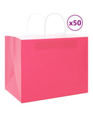 Sacs en papier 50 pcs avec poignées rose 32x22x24 cm | Mobilier & Déco