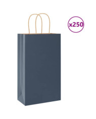 Sacs en papier 250 pcs avec poignées bleu 21x11x36 cm | Mobilier & Déco