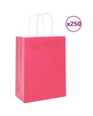 Sacs en papier 250 pcs avec poignées rose 21x11x28 cm | Mobilier & Déco