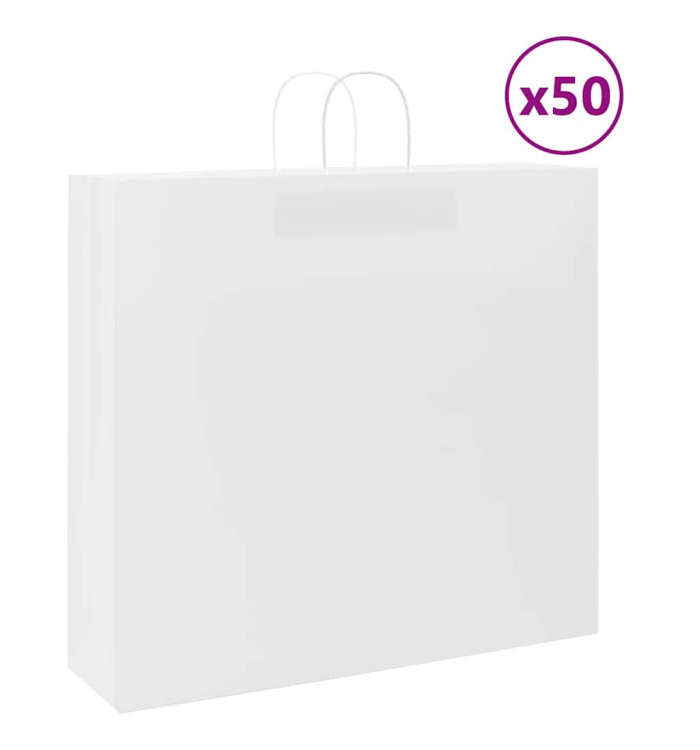 Sacs en papier 50 pcs avec poignées blanc 54x15x49 cm | Mobilier & Déco
