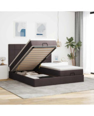  Cadre de lit ottoman avec matelas marron foncé 200x200 cm tissu | Mobilier & Déco