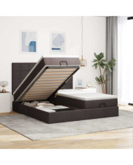  Cadre de lit ottoman avec matelas marron foncé 200x200 cm tissu | Mobilier & Déco